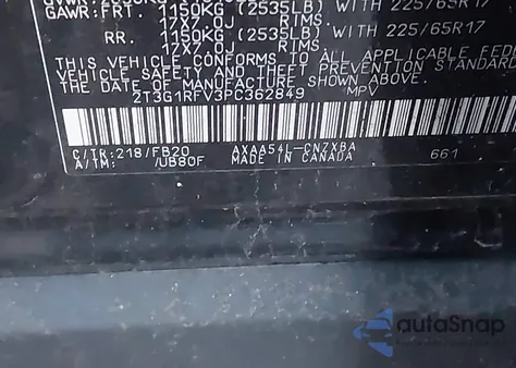 2023 Toyota Rav4 Le из США, поврежденный, VIN 2T3G1RFV3PC362849